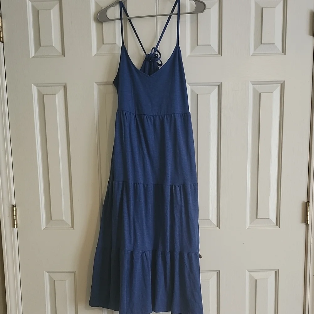 Old Navy Navy Blue Tiered Midi Dress - Picture 1 of 5